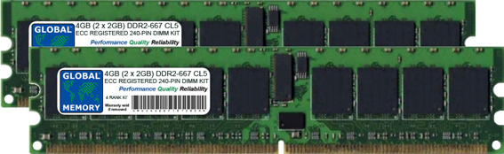 4GB (2 x 2GB) DDR2 667MHz PC2-5300 240-PIN ECC REGISTERED DIMM (RDIMM) MEMORY RAM KIT FOR COMPAQ SERVERS/WORKSTATIONS (4 RANK KIT NON-CHIPKILL)